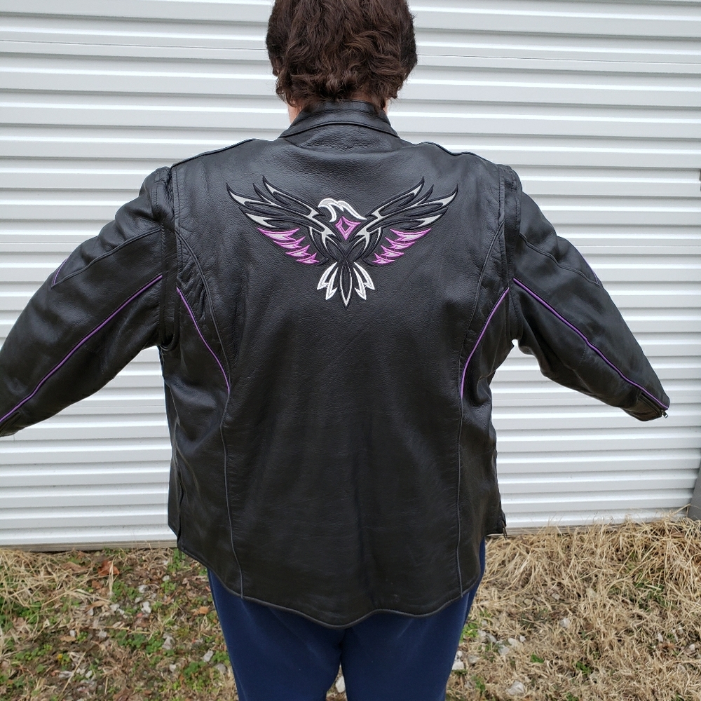 Women size 5XL Leather Motorcycle Jacket